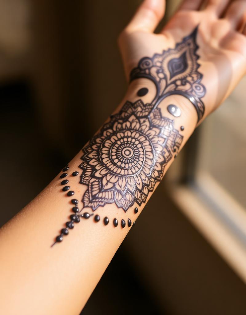 Geometric mandala henna